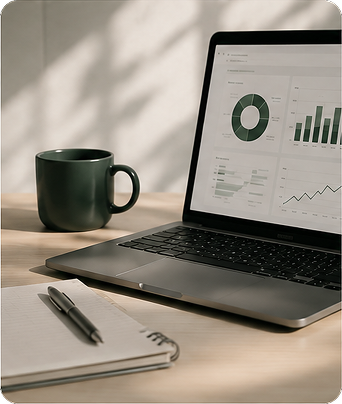 Portátil con indicadores y datos de gestión